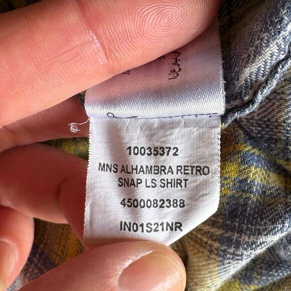 Ariat Alhambra Grey Yellow Plaid Retro Fit Pearl Snap Lightweight Flannel - M - Picture 9 of 9